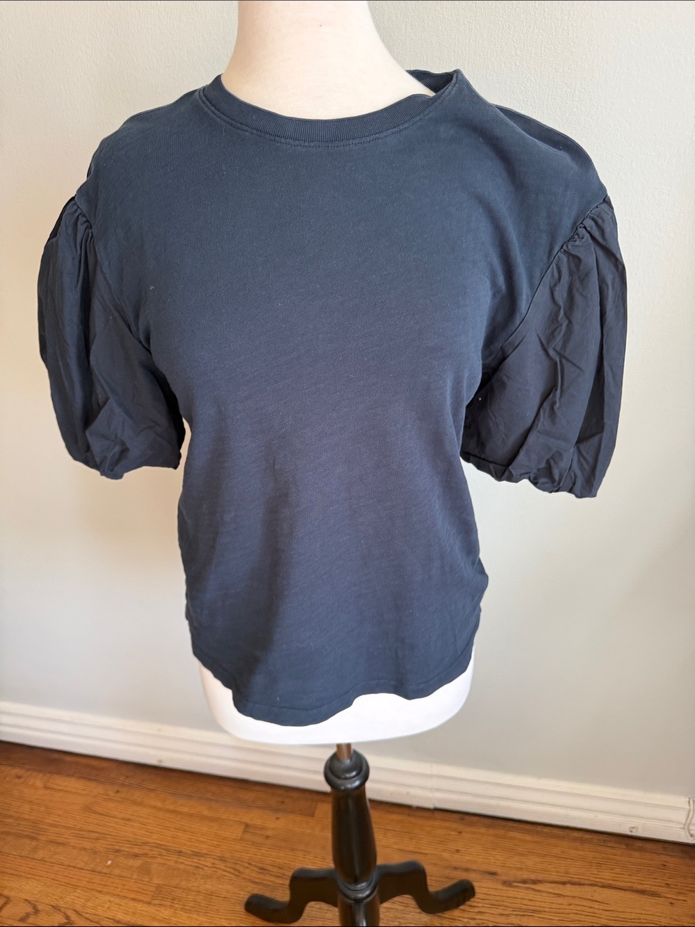 Nation Cotton Mixed Media Puff Sleeve Tee